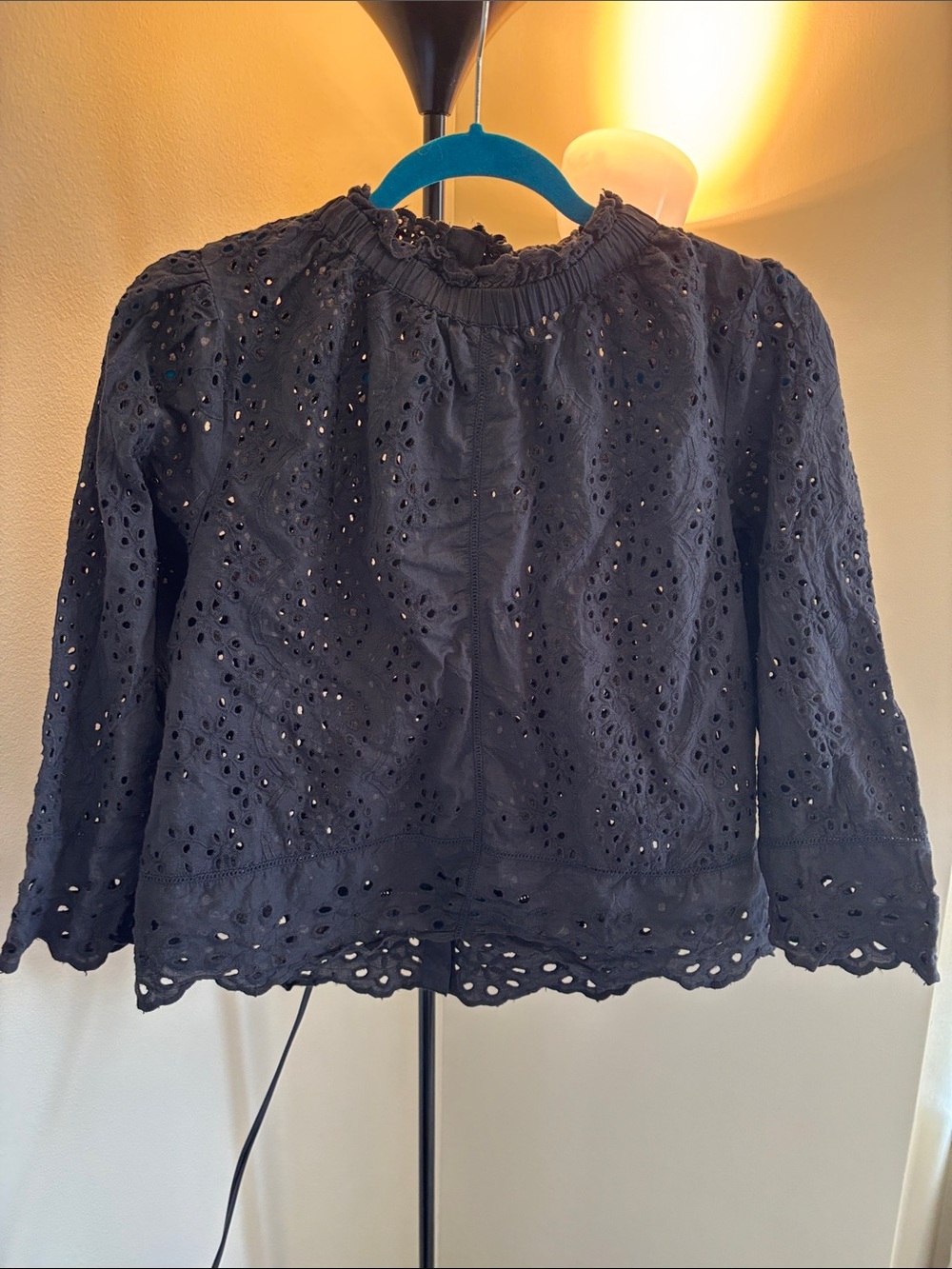 Jennifer & Grace Black Embroidered Knit Long Sleeve 3/4 Sleeve